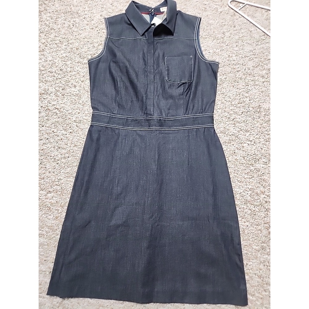 Brooks Brother's Red Fleece 12 Lightweight Dark Denim Stretch Sheath Dress NWT